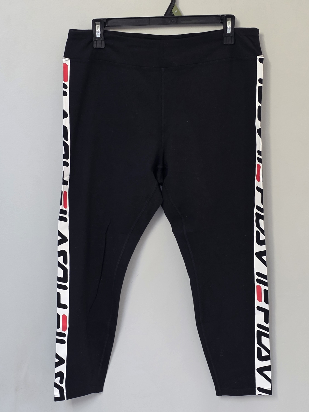 Fila Black Leggings with White & Red Side Panels